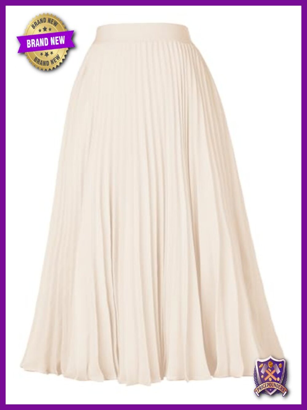 Pleated Midi Skirt Elastic High Waist A-Line Chiffon Swing Flare